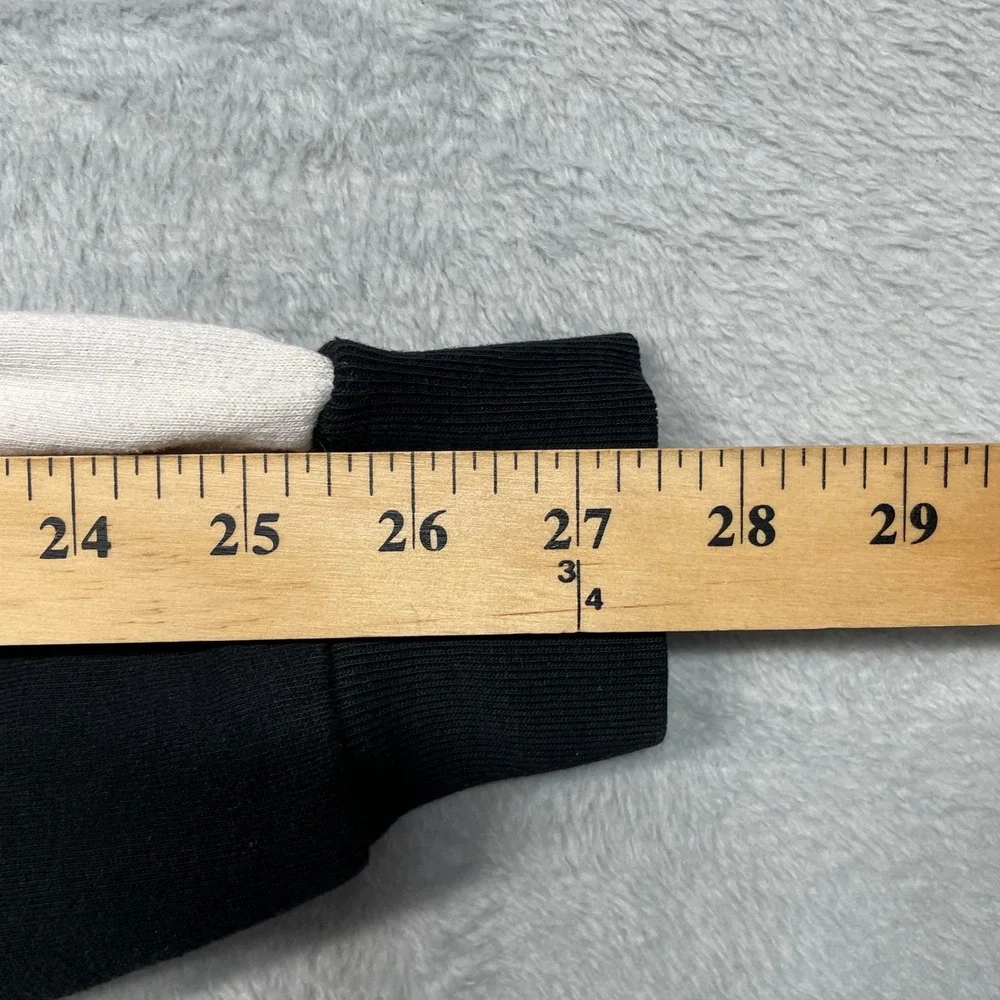 PINK Victoria's Secret Zip Hoodie Women Medium Black Sherpa Hood white Stripe - Picture 10 of 11